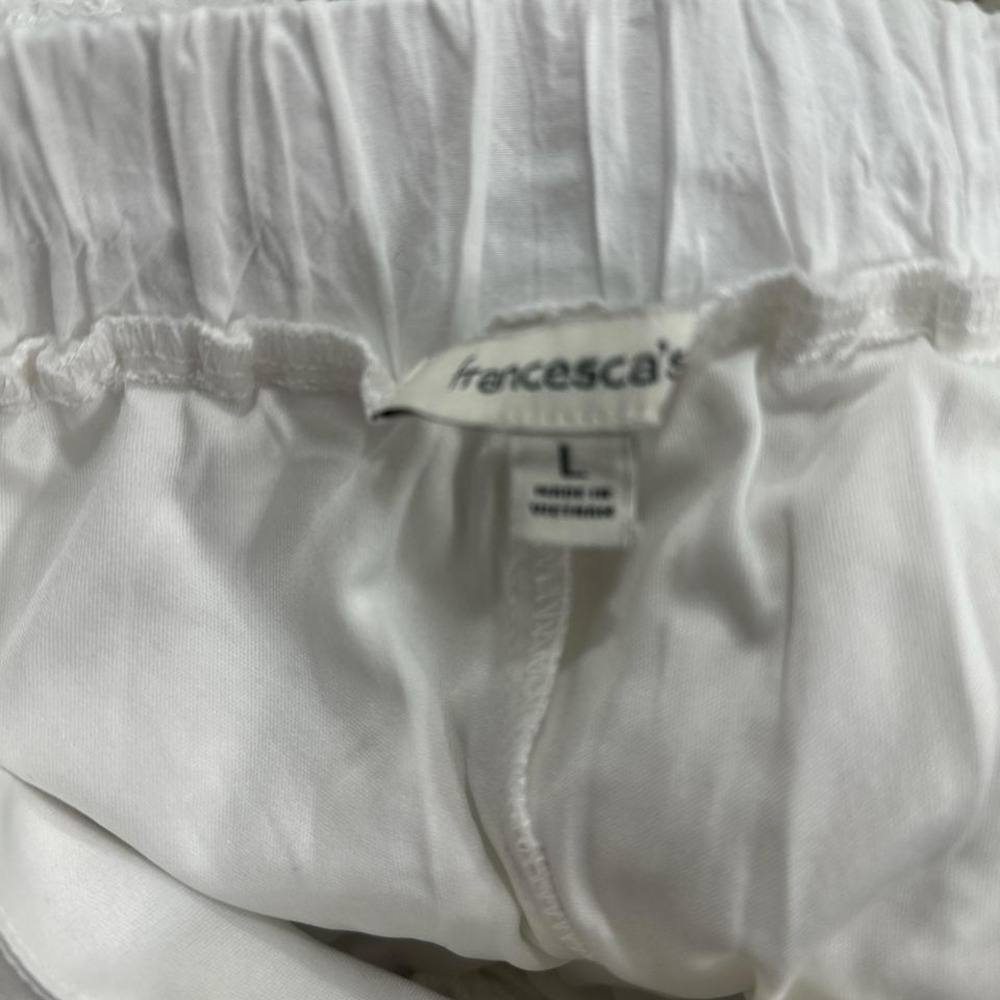 Cottagecore white corset waist embroidered floral appliqué mini skirt. L - Picture 8 of 8